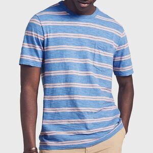 Faherty Blue and Pink Striped Short Sleeve Tee